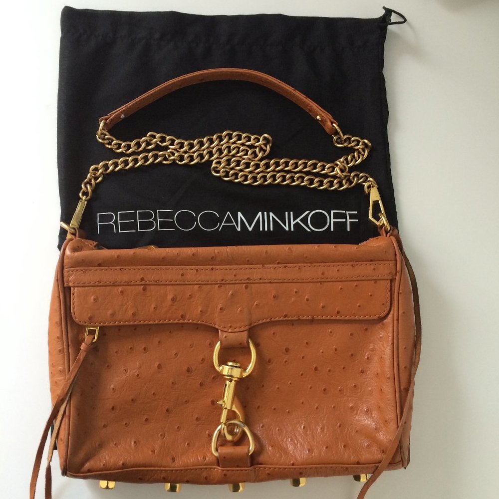 Rebecca Minkoff's Ostrich M.A.C. (Morning After Clutch) Tan
